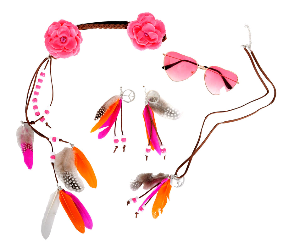 1960s Deluxe Feather Hippie Girl Costume Accessory Kit