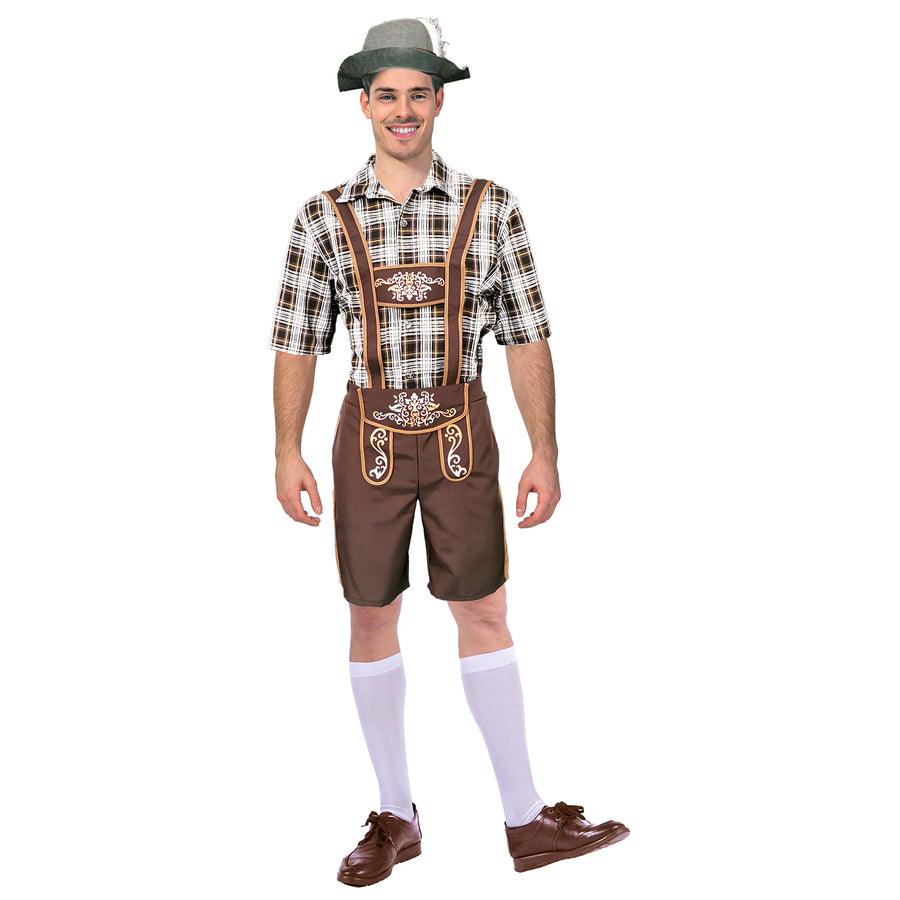 Adult Beer Man Costume (Brown Checkered)