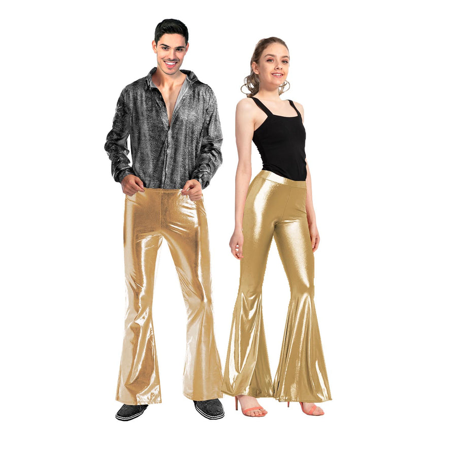 Adult Metallic Disco Flare Pants (Gold) – The Party Inventory