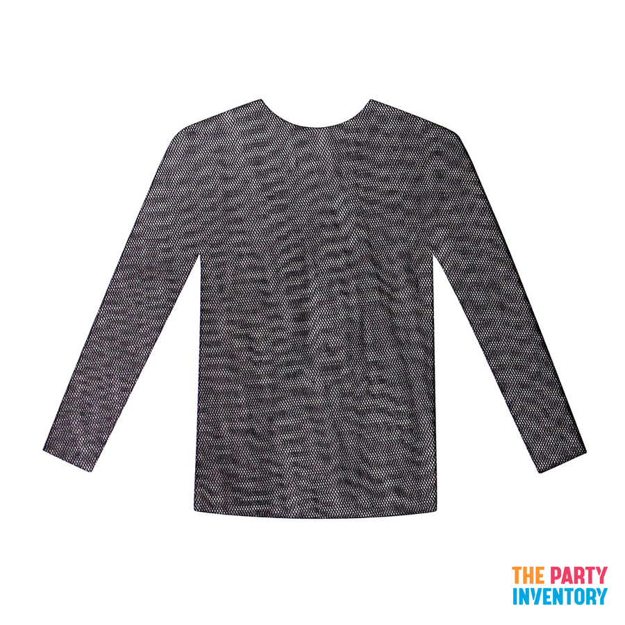 Black Fine Mesh Long Sleeve Top