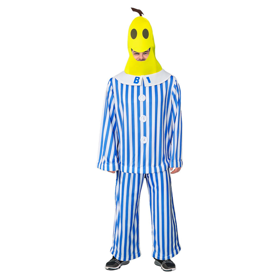 Adult Banana in Stripe Pjs Costume