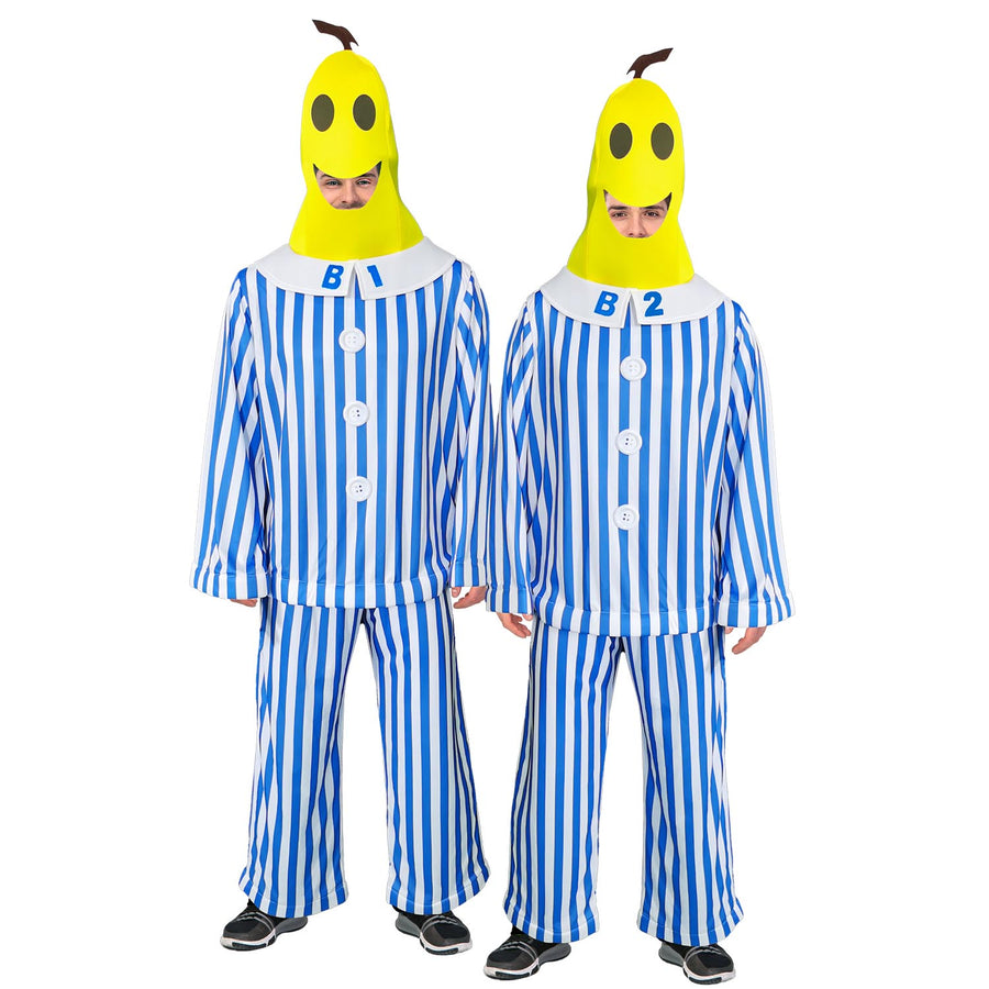 Adult Banana in Stripe Pjs Costume