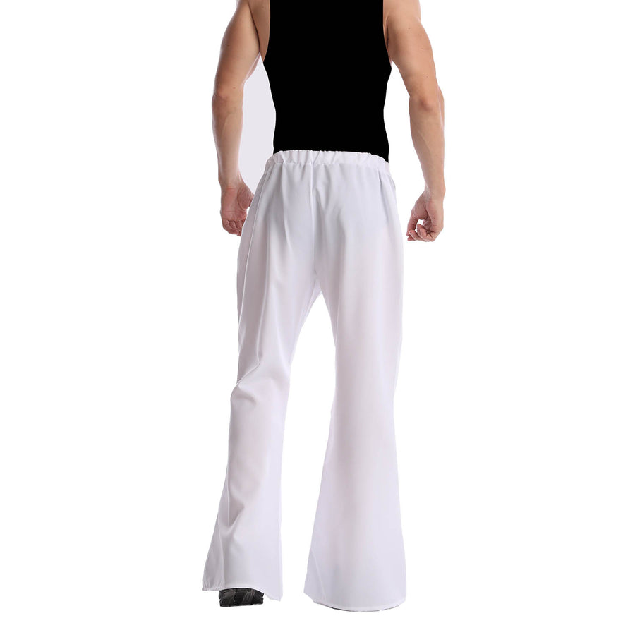 Adult 70s Disco Flare Pants (White)