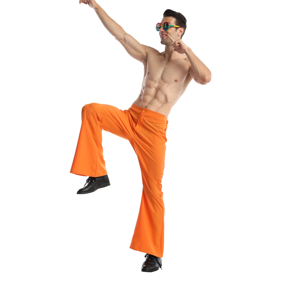 Adult 70s Disco Flare Pants (Orange)