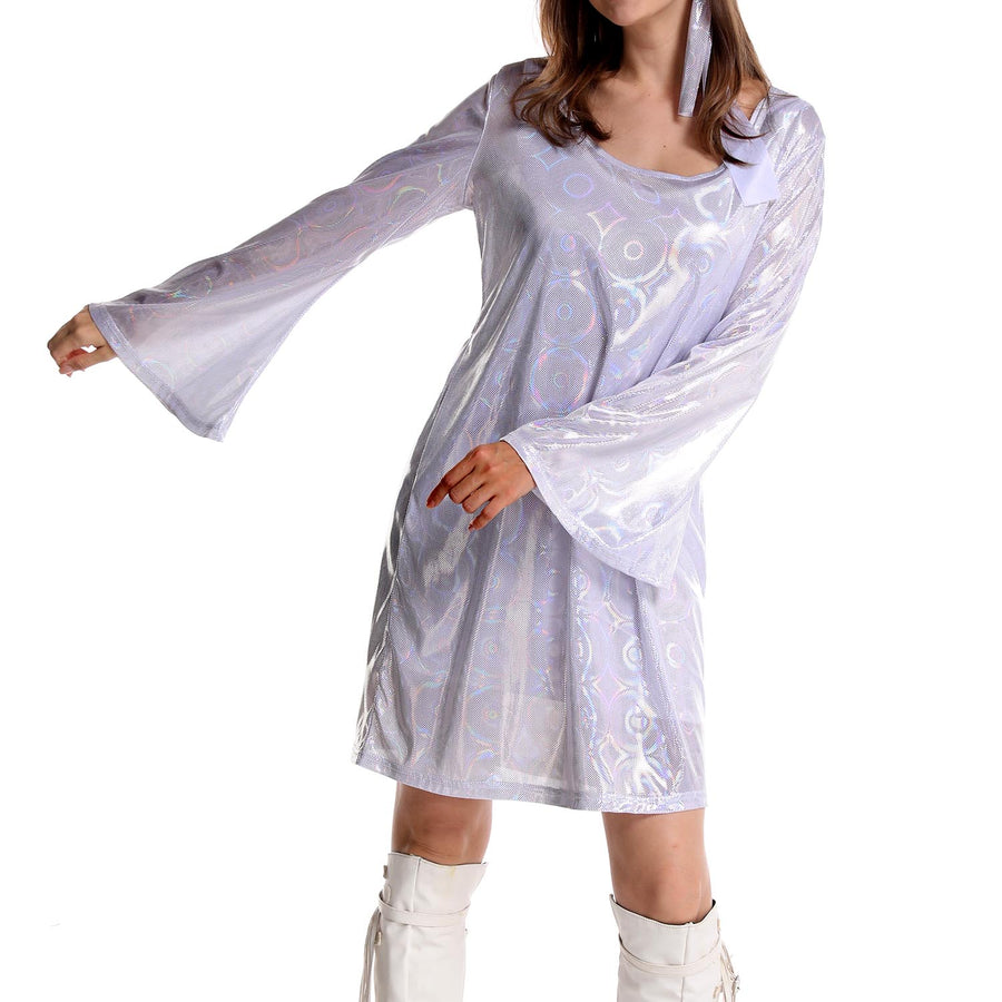 Adult 70s Disco Girl Costume (Silver)