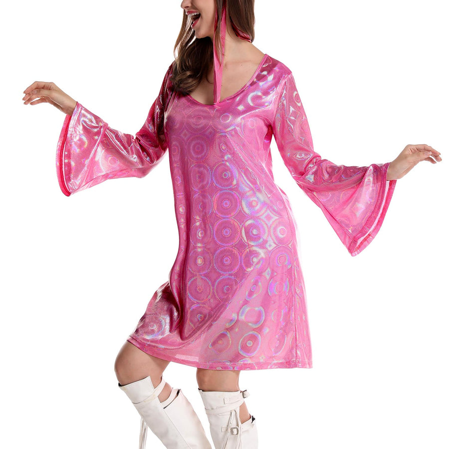 Adult 70s Disco Girl Costume (Pink)