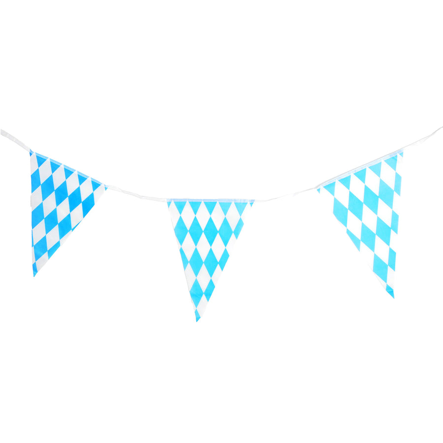 Oktoberfest Triangle Bunting Flags (Blue and White Diamond)