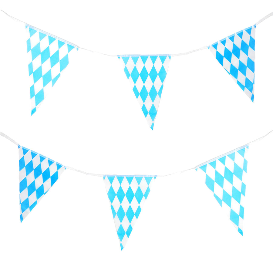 Oktoberfest Triangle Bunting Flags (Blue and White Diamond)