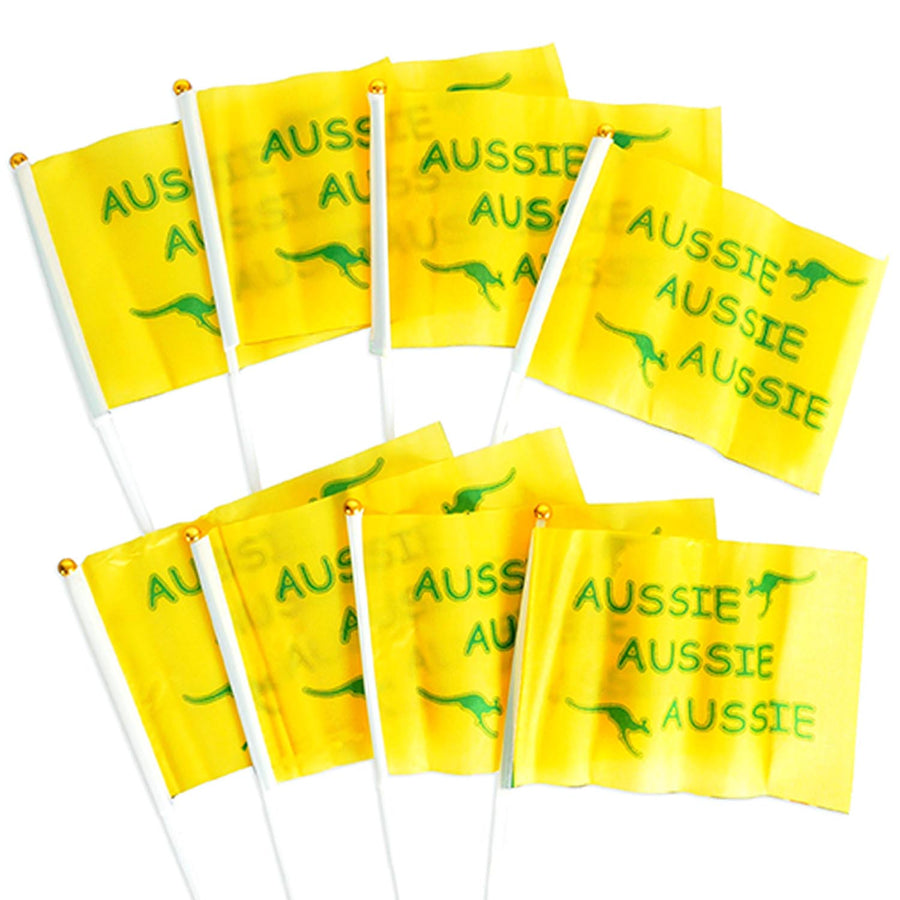 Yellow Aussie Hand Flag 14x21cm(8pcs)