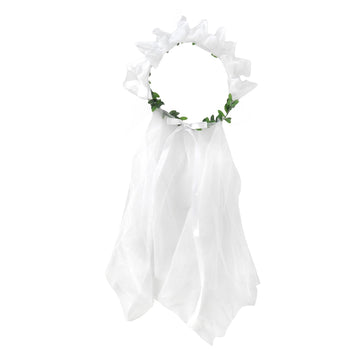 White Flower Crown with Veil