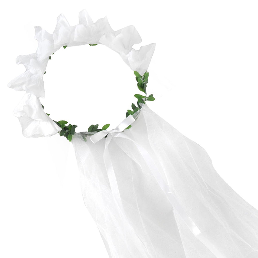 White Flower Crown with Veil