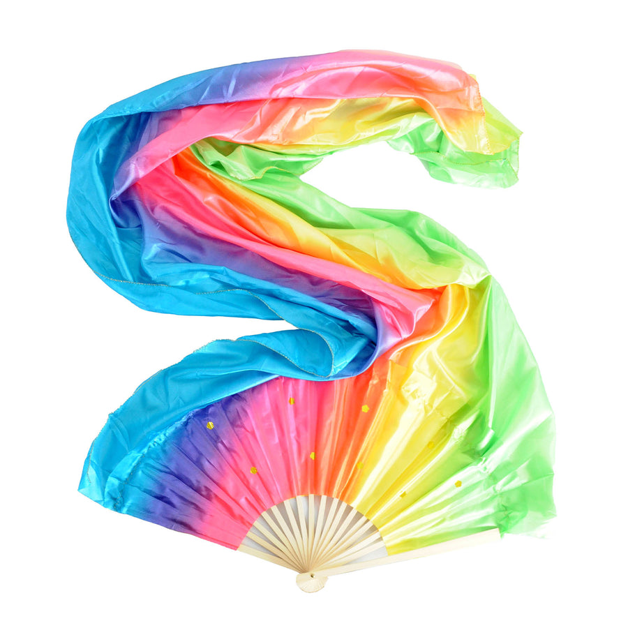 Giant Rainbow Dancing Fan with Long Veil