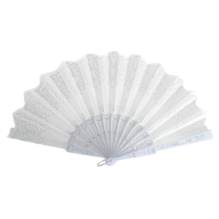 Silver Glitter Embroidery Fan