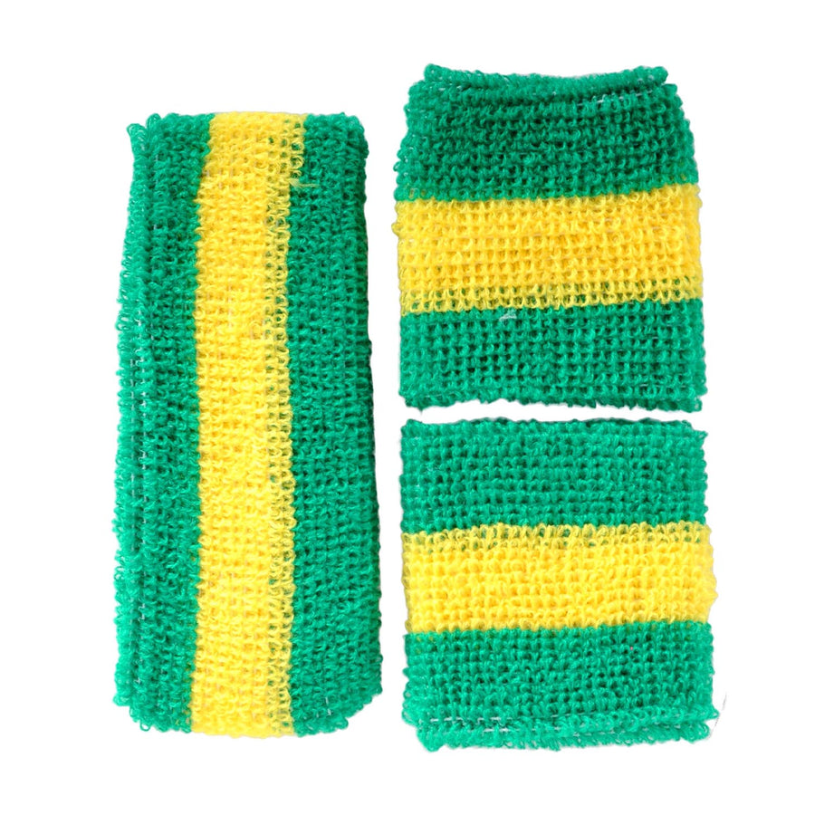 Sweatband & Wristband Set (Green, Yellow, Green Stripe)