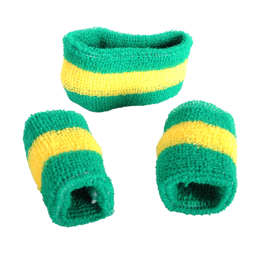 Sweatband & Wristband Set (Green, Yellow, Green Stripe)