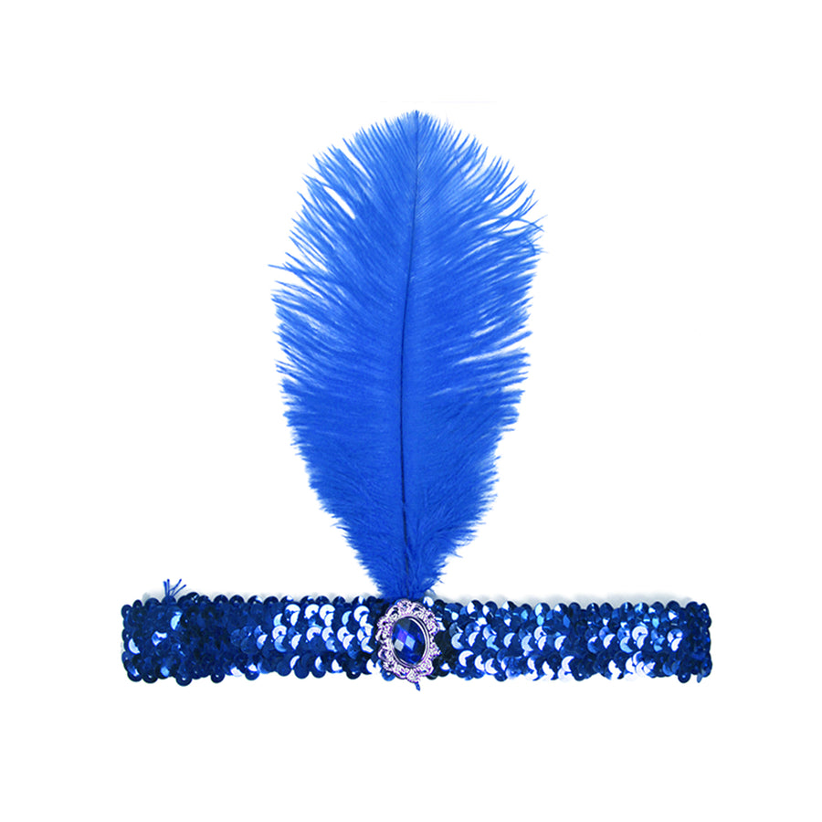 Blue Sequin Flapper Headpiece