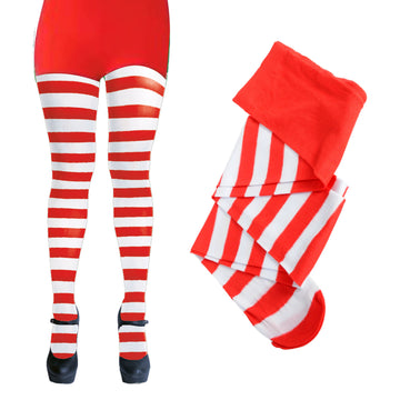 Red and White Stripe Pantyhose