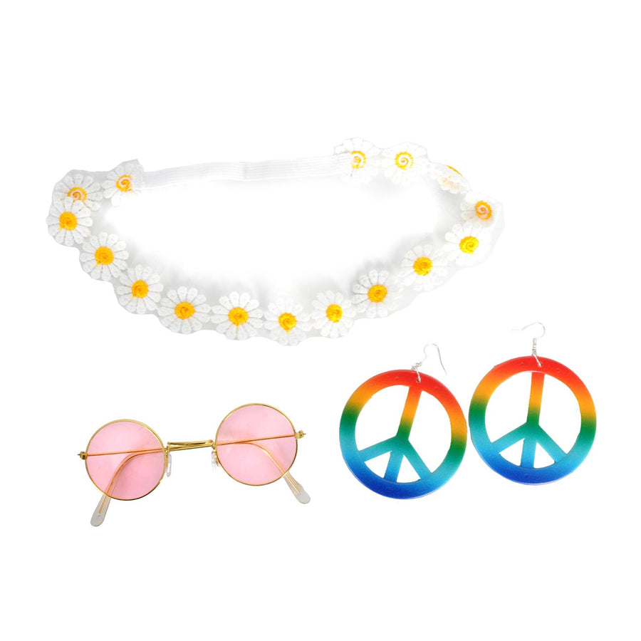 1960s Hippie Girl Costume Accessory Kit (3 Piece Set)