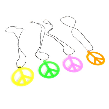 1960s Fluro Hippie Peace Sign Necklace