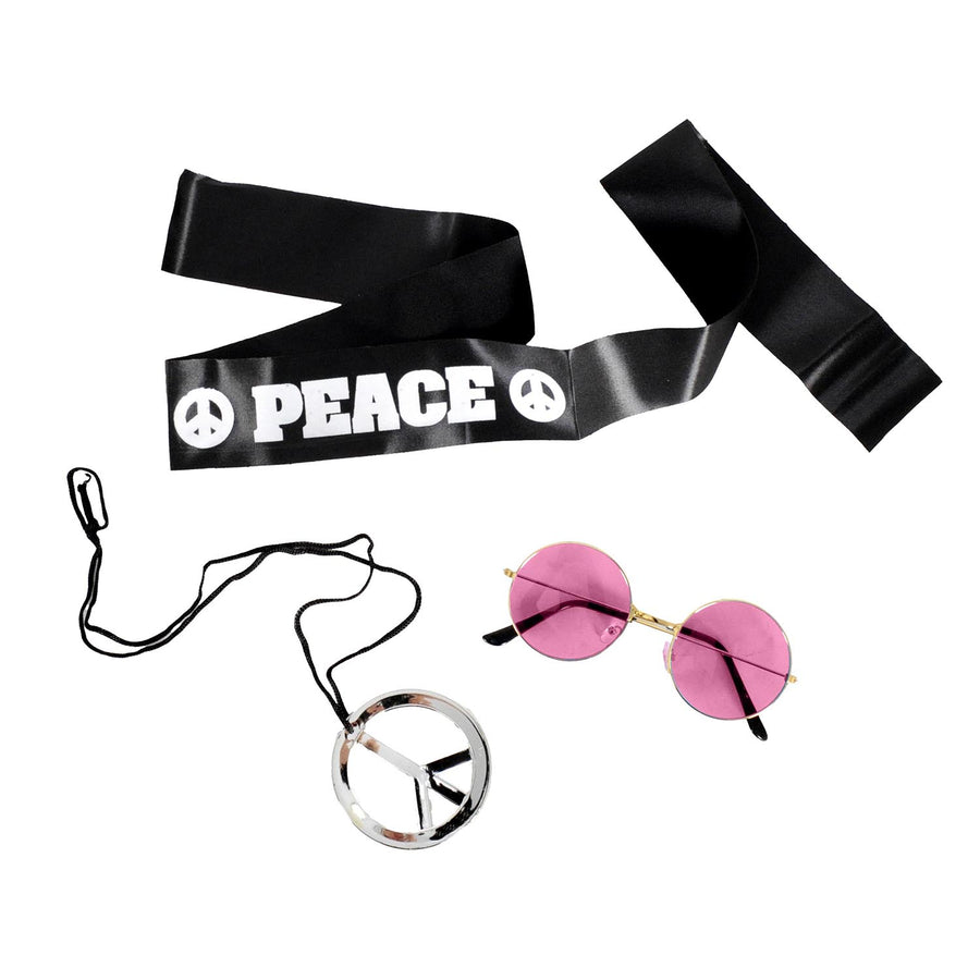 60s Peace Hippie Accessory Kit (Pink)