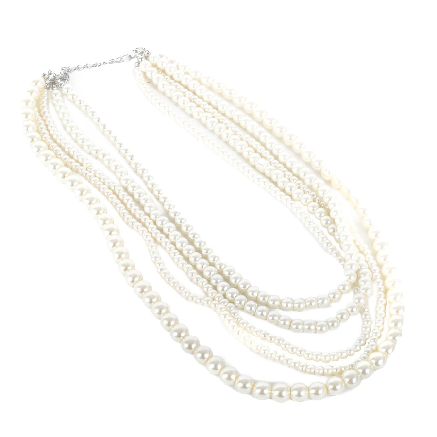 Short Pearl Necklace with 5 Strands