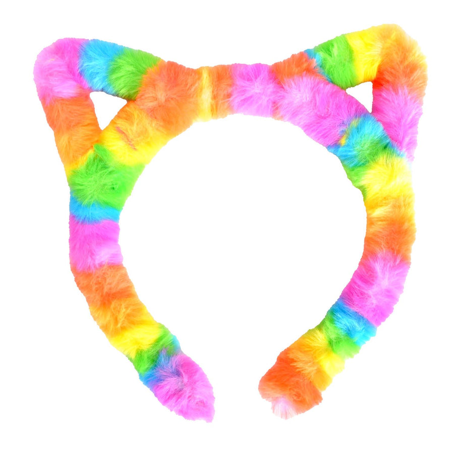 Fluffy Rainbow Cat Headband