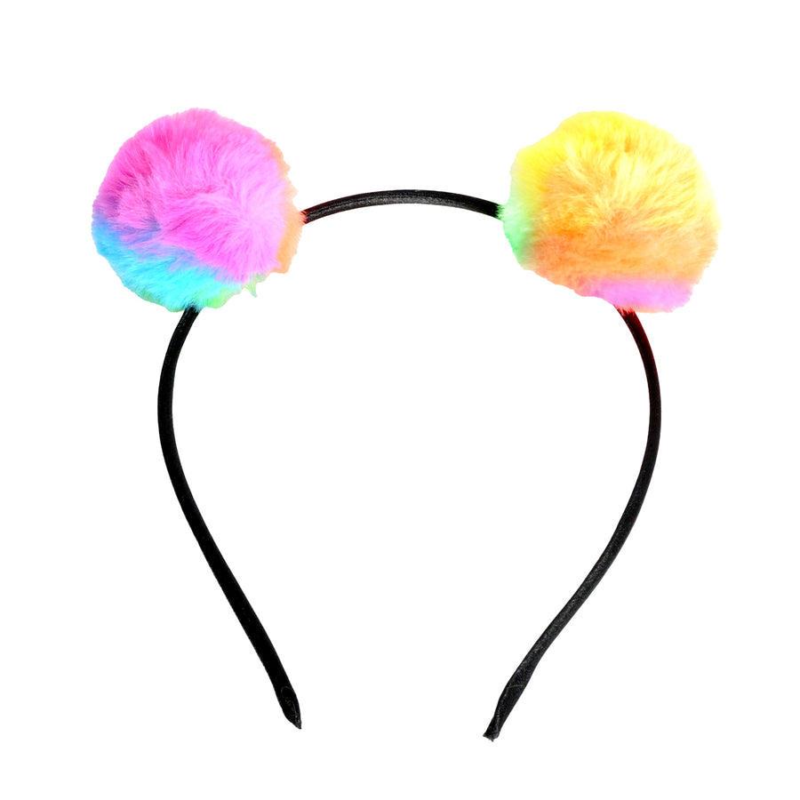 Fluffy Rainbow Pom Pom Headband