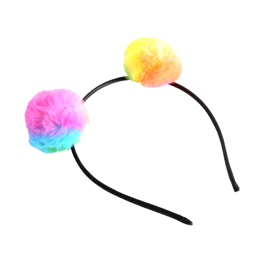 Fluffy Rainbow Pom Pom Headband