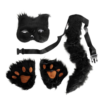 Fluffy Black Cat Costume Kit (3 Piece Set)