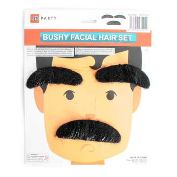 Black Furry Eyebrows and Moustache Set