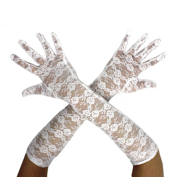 Long Lace Gloves (White)