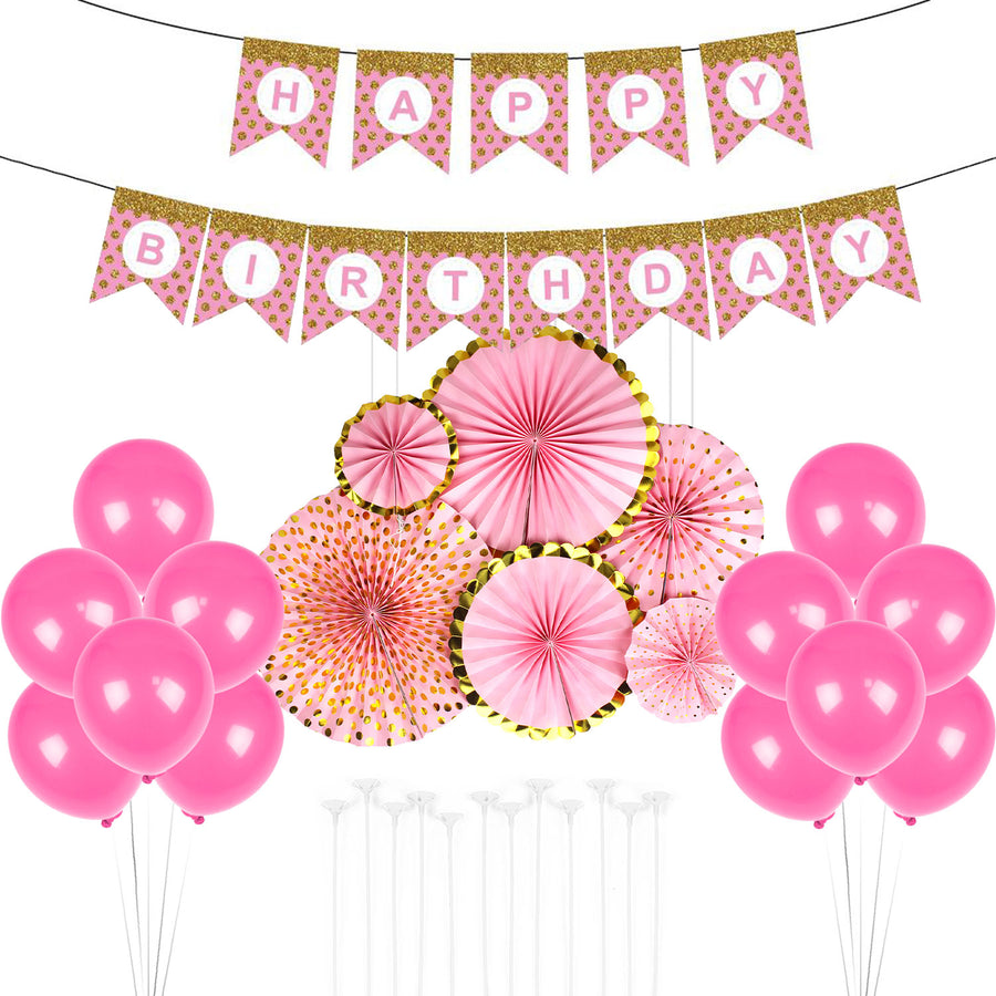 Light Pink Birthday Decoration Kit (Dots)