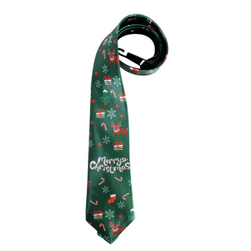 Christmas Long Tie (Dark Green Merry Christmas)