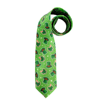 St Patrick's Day Green Hat and Clover Pattern Tie