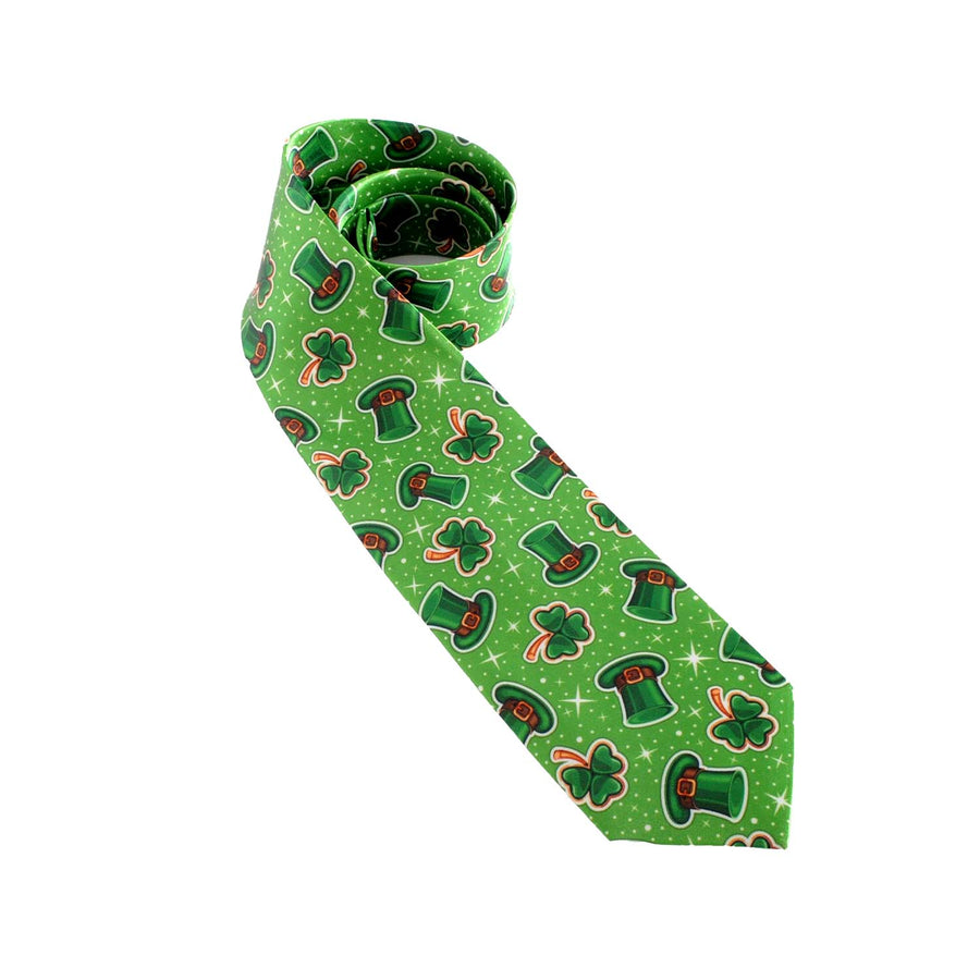 St Patrick's Day Green Hat and Clover Pattern Tie