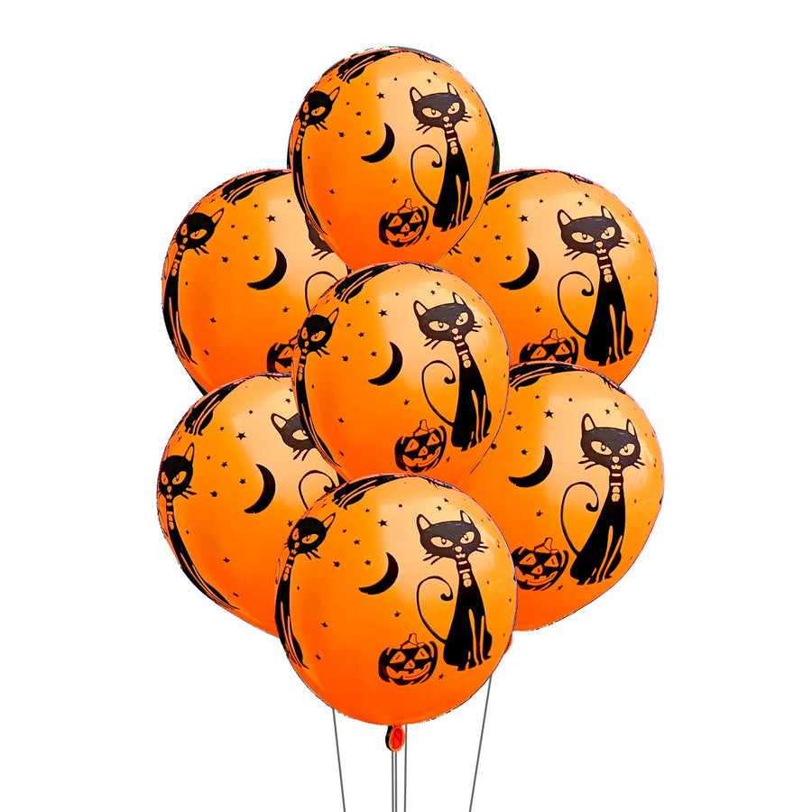 Halloween Balloons (Orange Skulls and Bats)