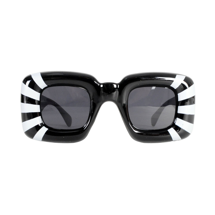 Chunky Black & White Stripe Party Glasses