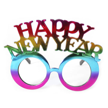 Metallic Rainbow Happy New Year Party Glasses