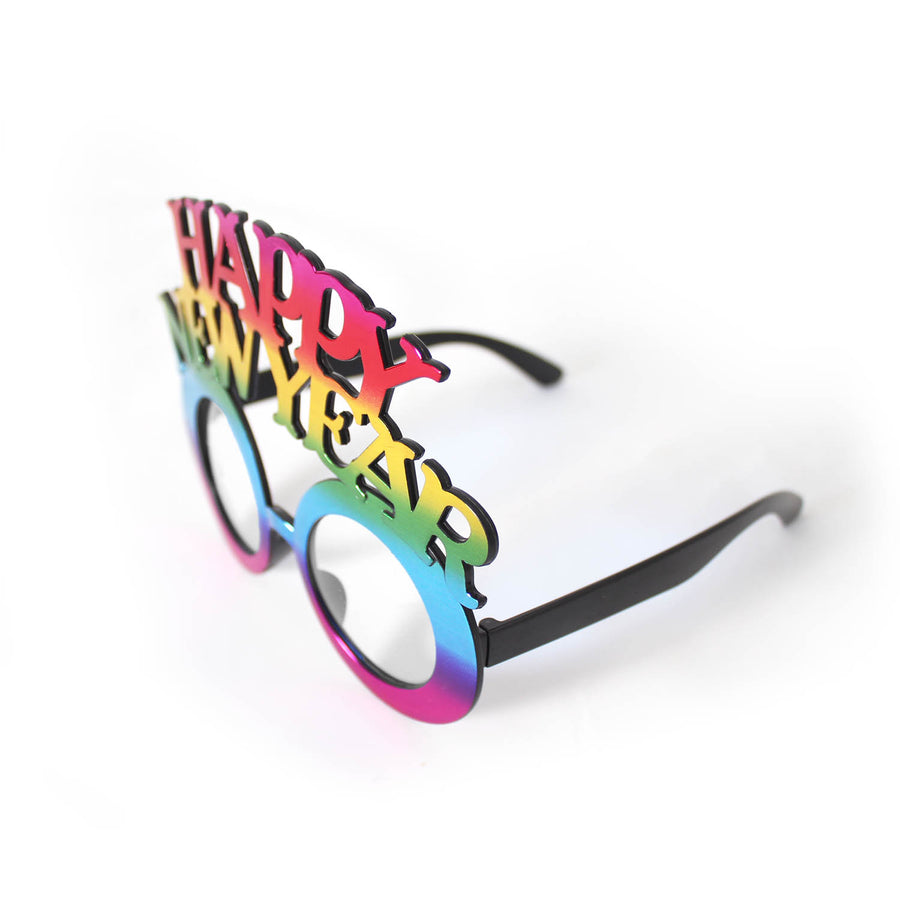 Metallic Rainbow Happy New Year Party Glasses