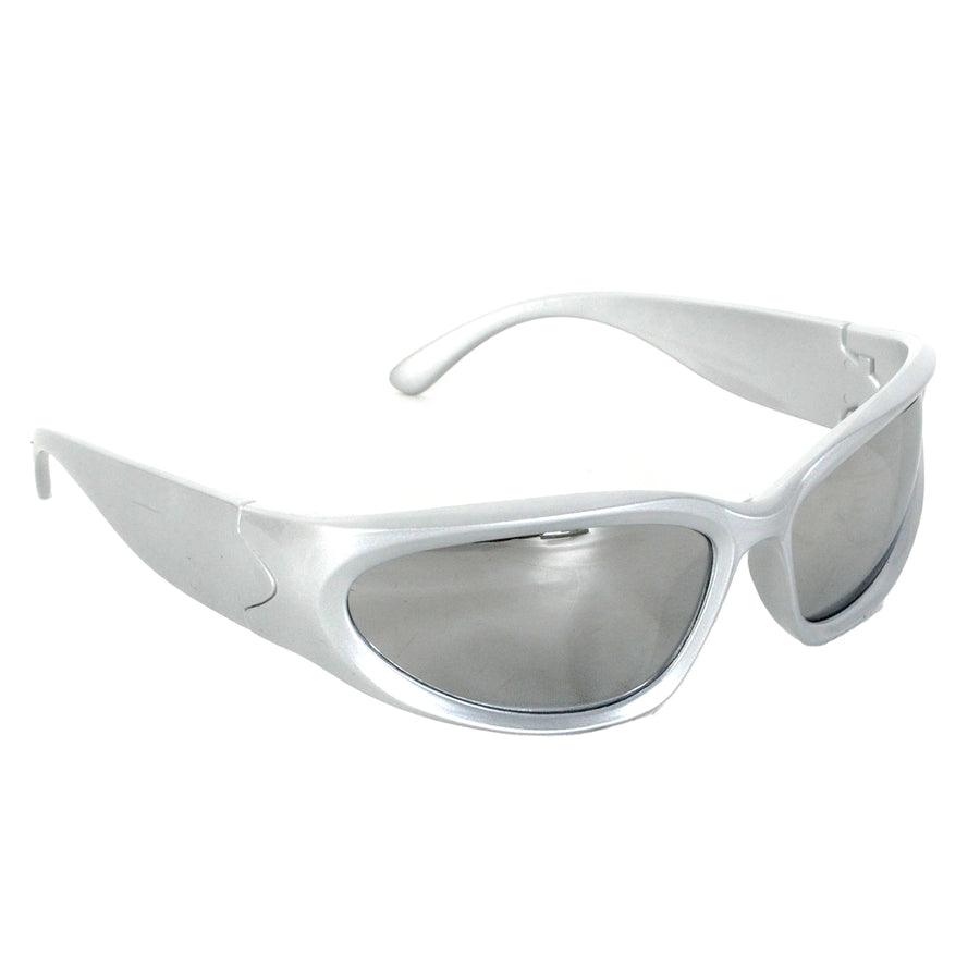 Silver Wrap Sci-Fi Spy Glasses with Mirror Lens