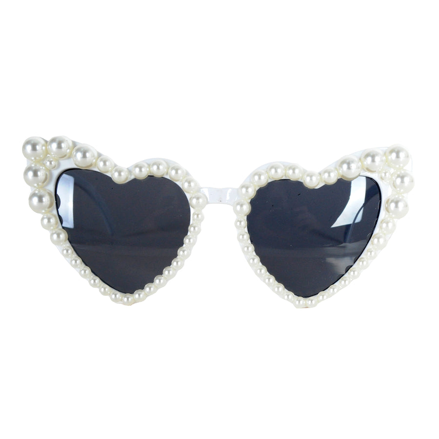 White Pearl Heart Party Glasses