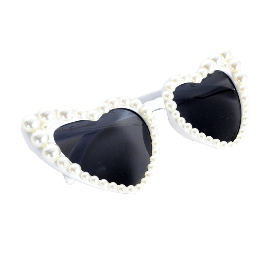 White Pearl Heart Party Glasses