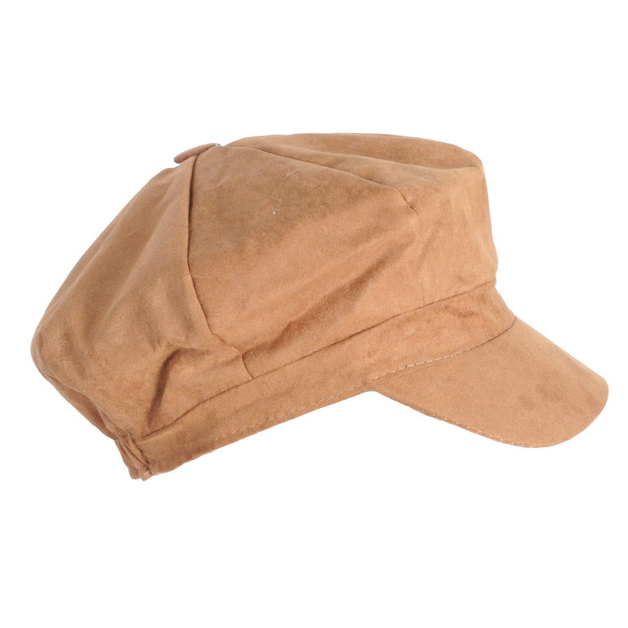 Light Brown Suede 8 Panel Poor Boy Cap