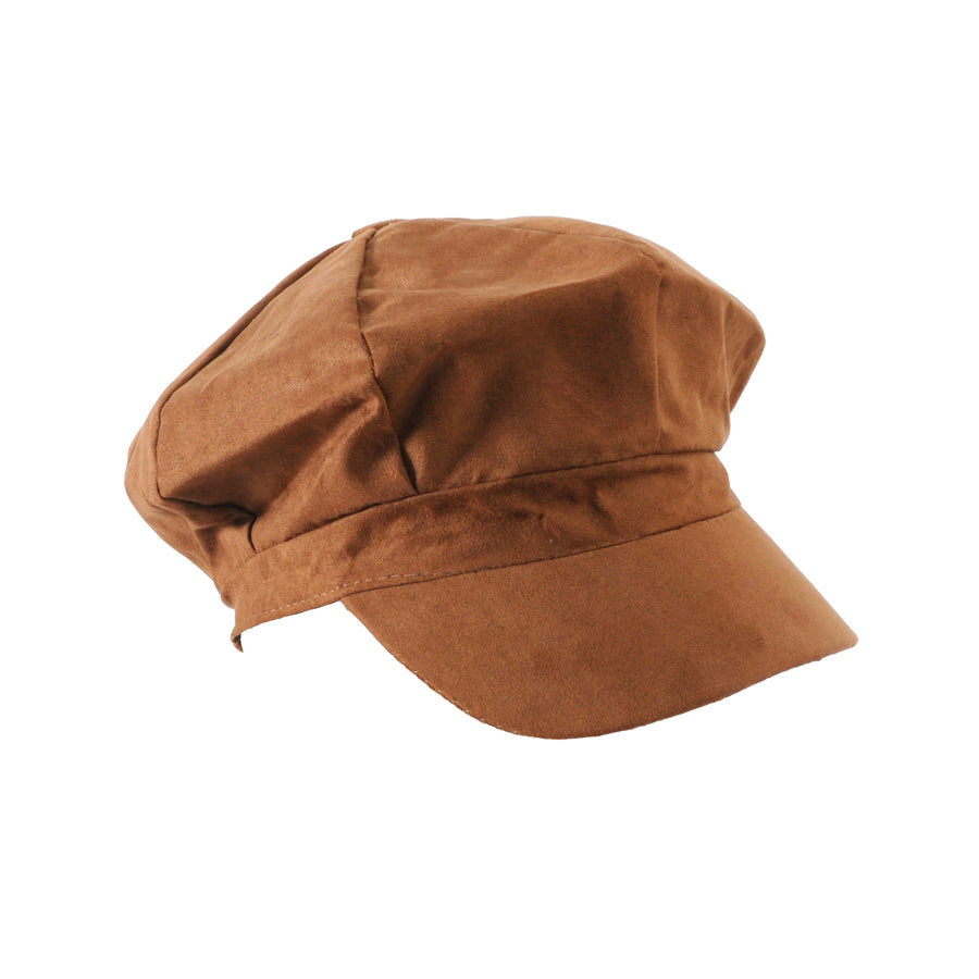 Light Brown Suede 8 Panel Poor Boy Cap