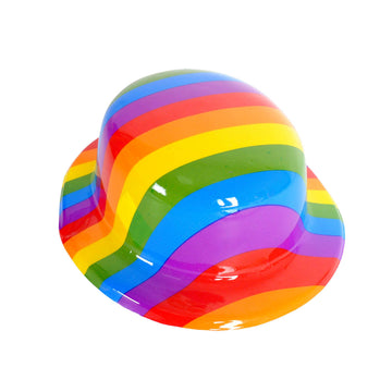 Rainbow Bowler Hat (Plastic) 6pk or 12pk