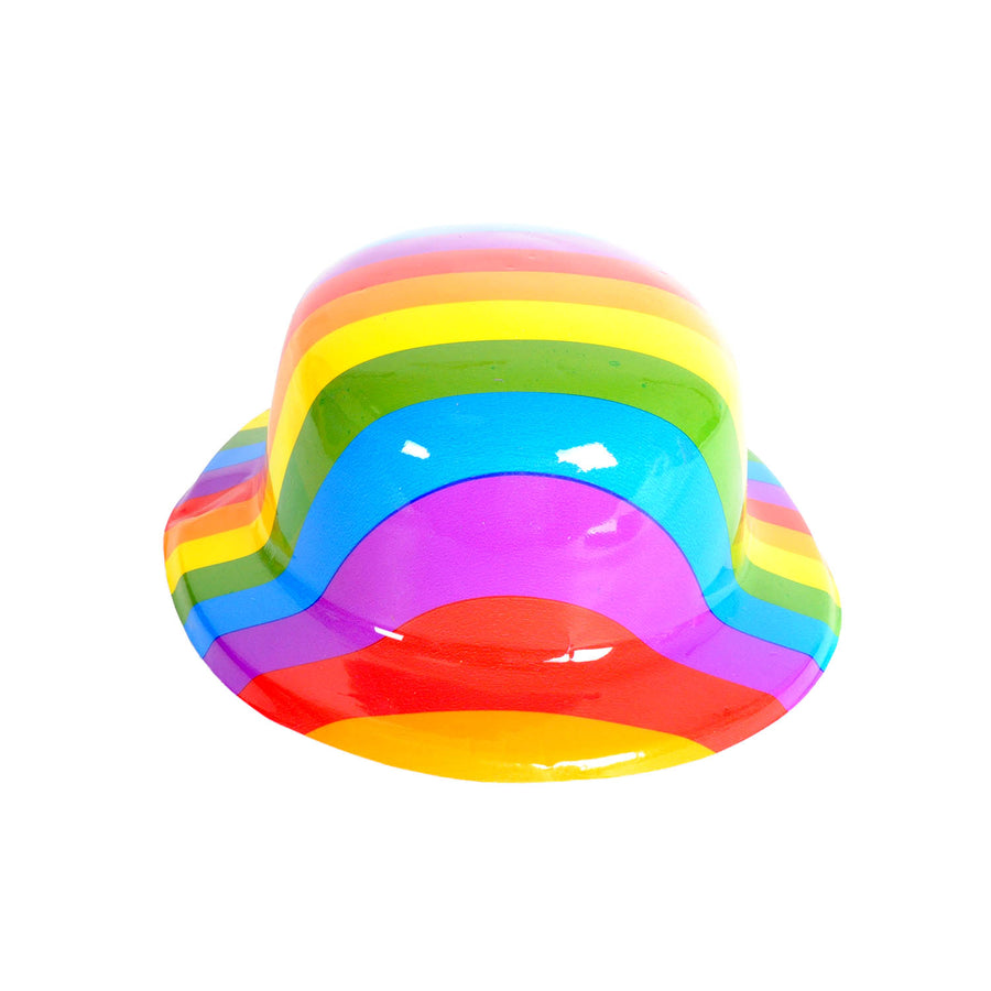 Rainbow Bowler Hat (Plastic) 6pk or 12pk