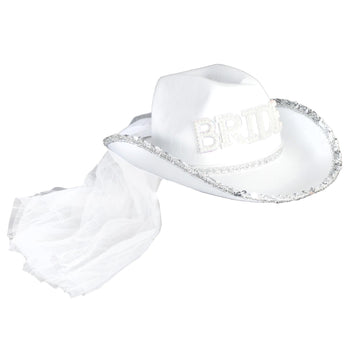 Deluxe Bride Cowboy Hat with Veil