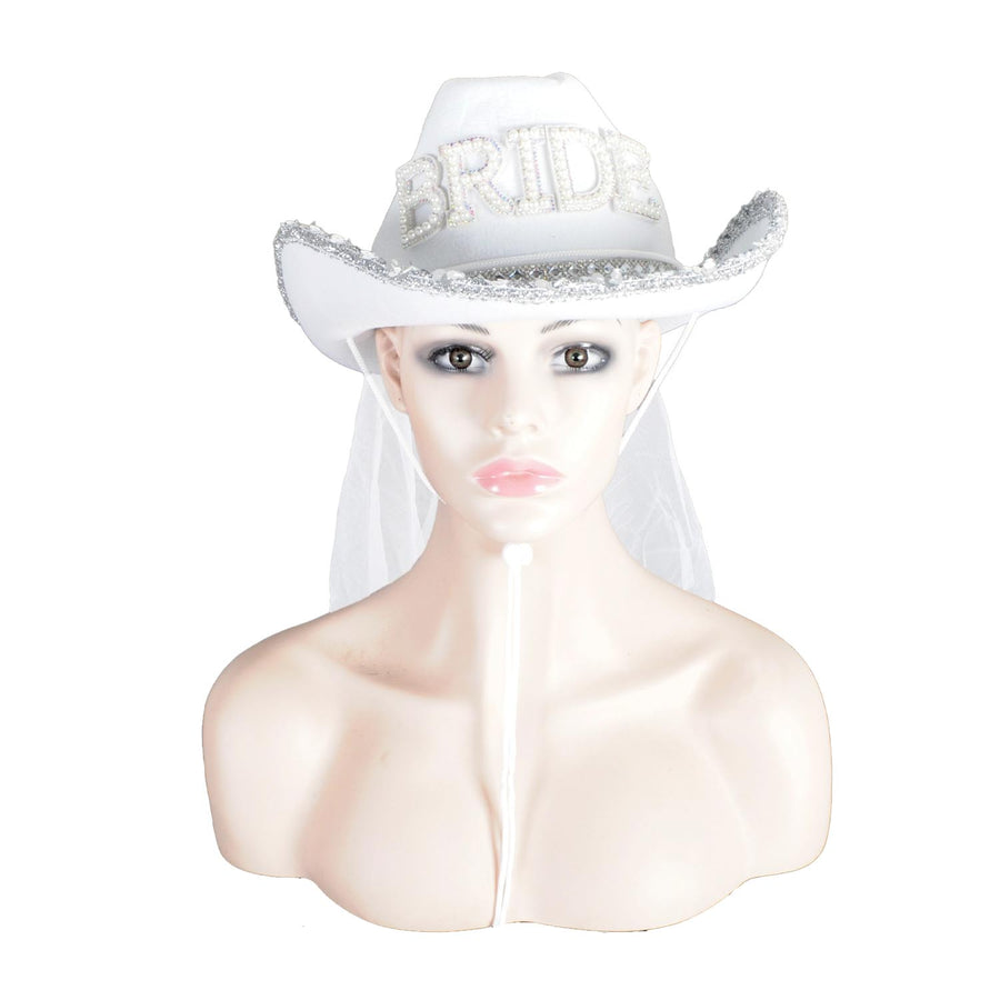 Deluxe Bride Cowboy Hat with Veil