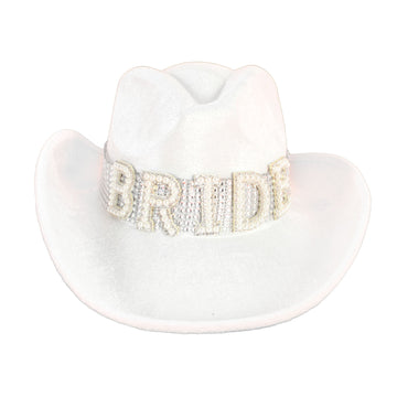 Metallic Bride Cowboy Hat (White)