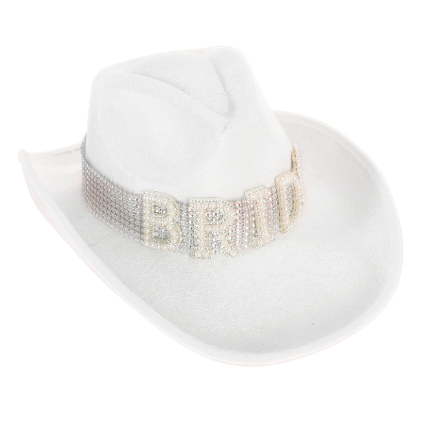 Metallic Bride Cowboy Hat (White)